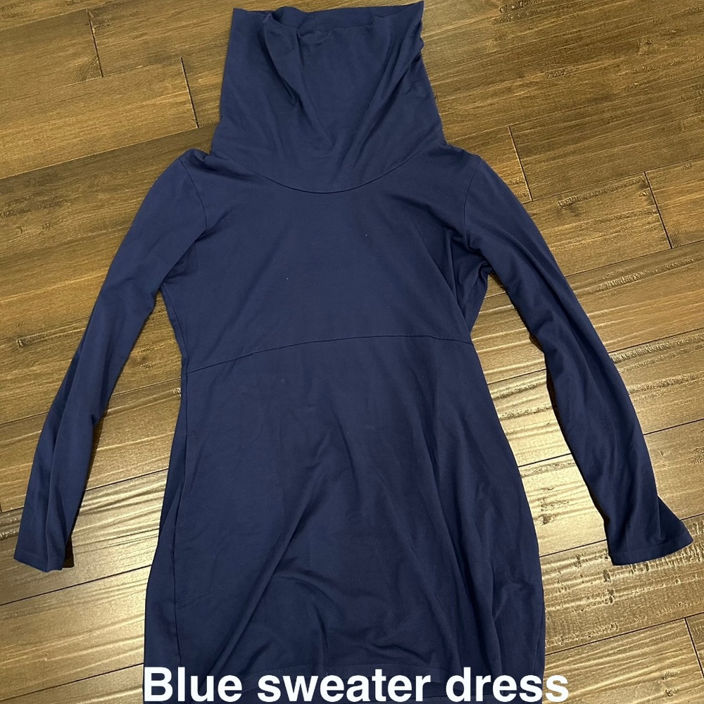 Blue sweater dress